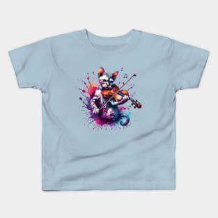 Devon Rex Cat Playing Violin Kids T-Shirt